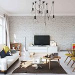 Brick-accent-wall-in-the-Scandinavian-living-room